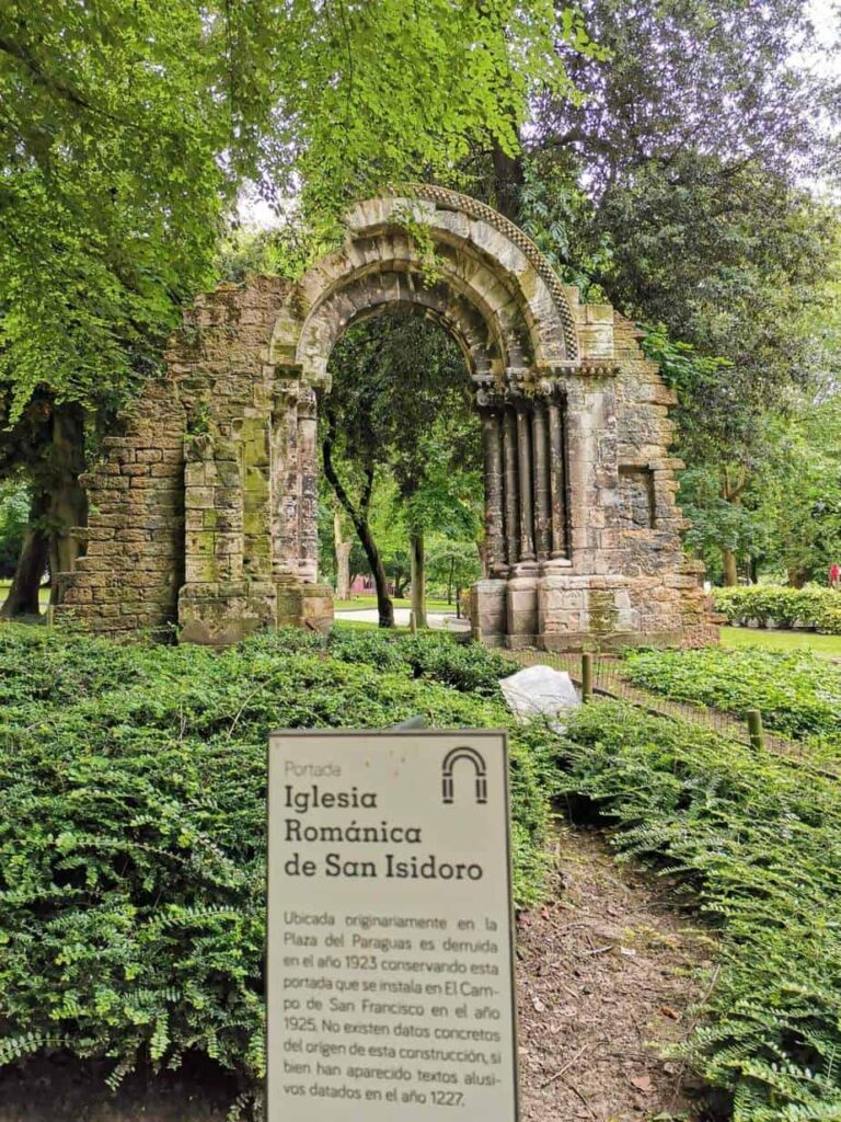 ruins of san isidoro church in san francisco park in oviedo,asturias.
