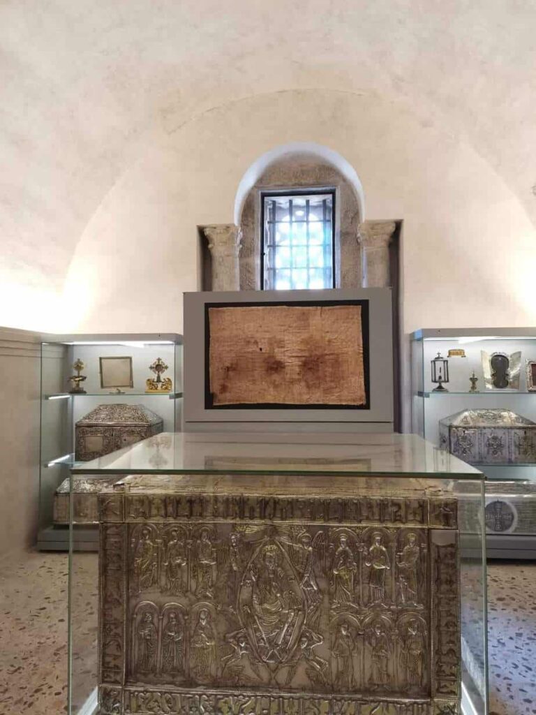 The Shroud of Oviedo or The Sudarium of Oviedo located in the Santa Camara of Oviedo Cathedral.