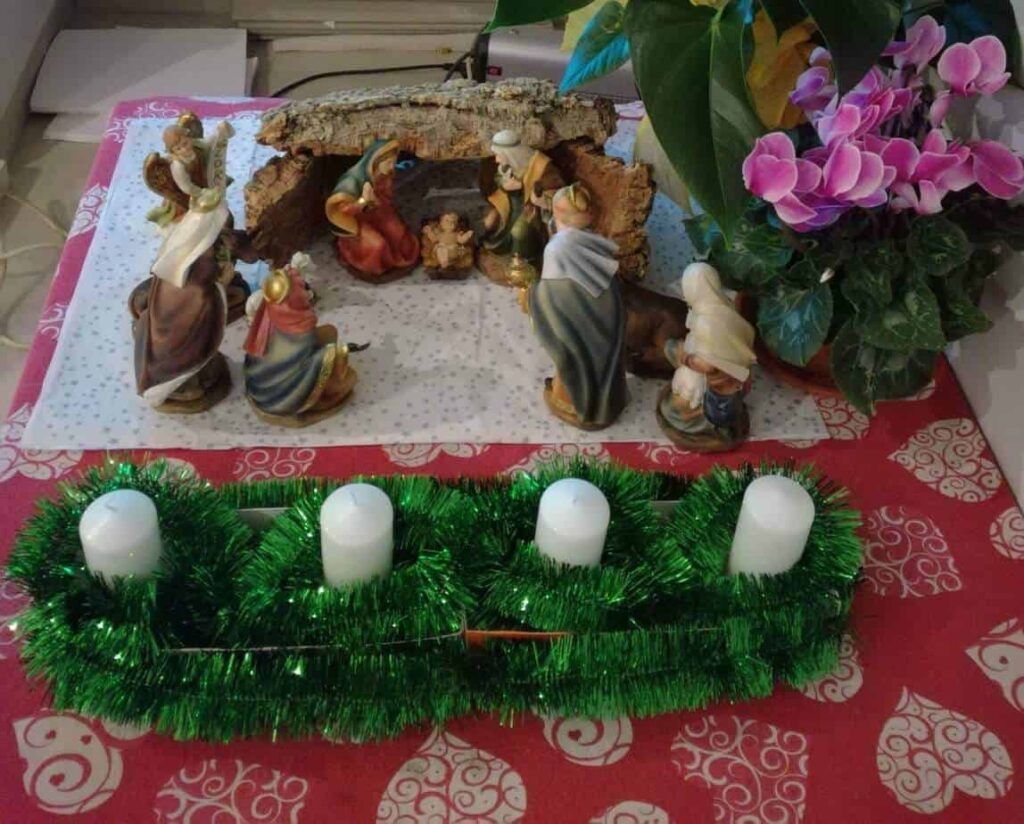 a simple nativity set set up at gome.