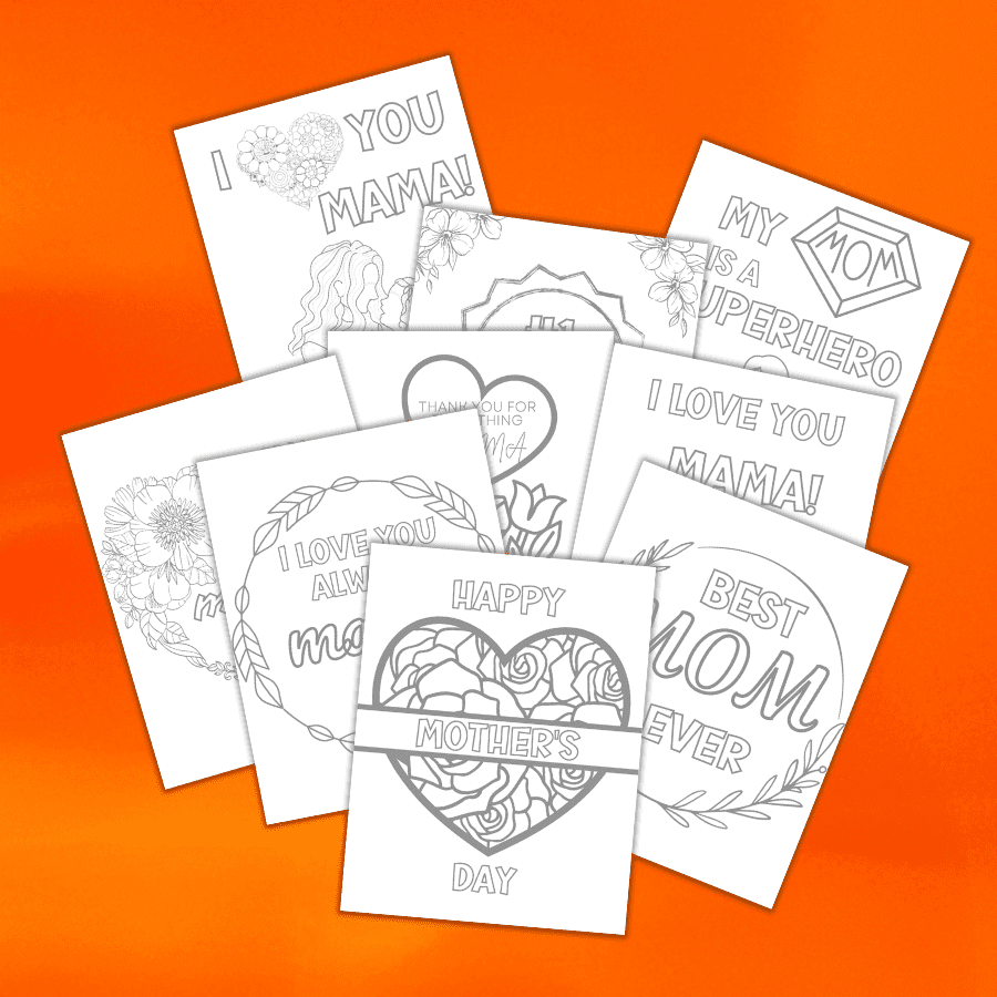 mock up of free printable mother's day coloring pages