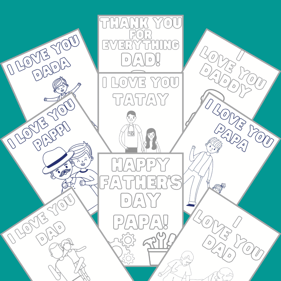 different pages of I Love You Dad Coloring Pages