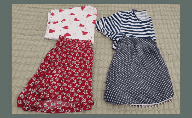 photo of 2 pyjama sets made up of shorts and shirts with sleeves as pyjama sets for a woman practicing modest dressing